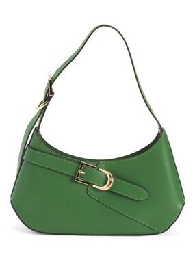 CHEVAL Made In Italy Leather Asymmetrical Buckle Shoulder Bag